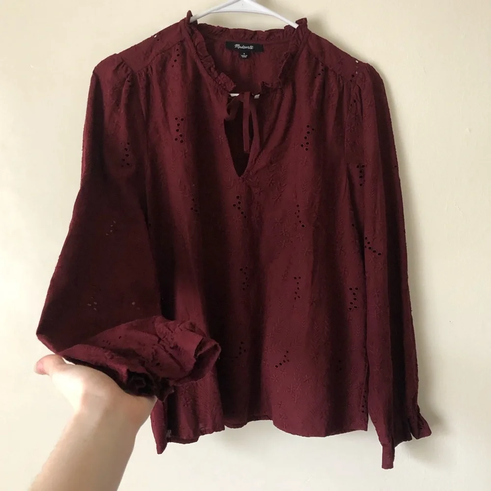 Madewell Floral Embroidered Eyelet Long Sleeve Top - Picture 5 of 9